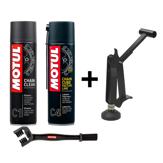 Pack Motul limpia y engrasa cadena + caballete lateral